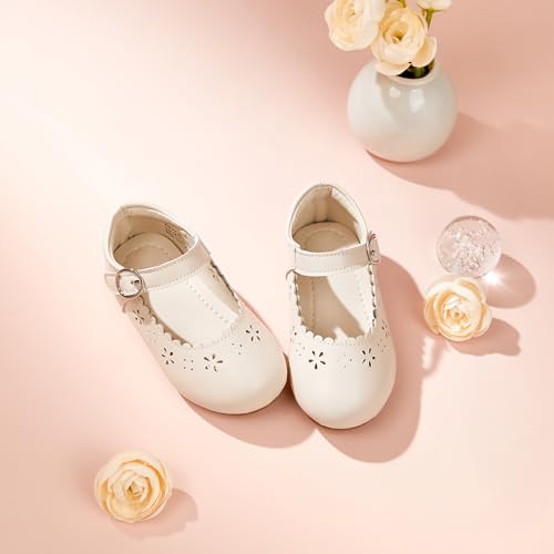 Image of PHIRAMIN Toddler Flower Girl Dress Shoes - Little Girl Mary Janes Flats Wedding