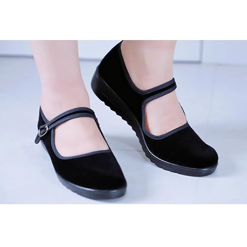 Aiotio Women'S Velvet Mary Jane Shoes Old Beijing Cloth Shoes Dance Shoes With Adjustable Tightness(8) Black thumb #7