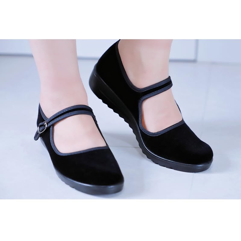 Women's Velvet Mary Jane Shoes Old Beijing Cloth Shoes Dance Shoes with Adjustable Tightness2