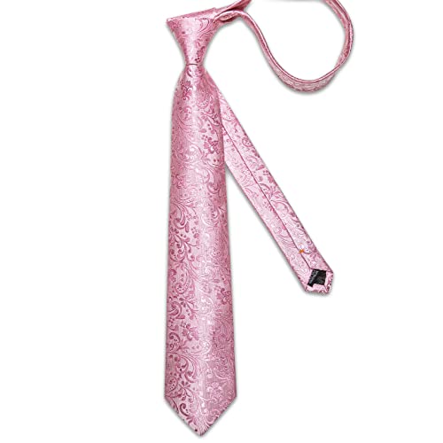 Image of DiBanGu Silk Floral Ties for Men Woven Paisley Necktie and Tie Clip Handkerchief Cufflinks Set for Party Wedding