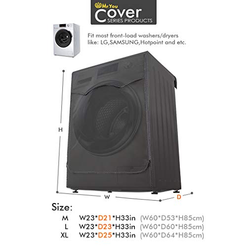 Mr. You Waschmaschinenabdeckung 60x53x85 cm für Frontlader, wasserdichte Schutzhaube für Außenbereich und Balkon, Grau