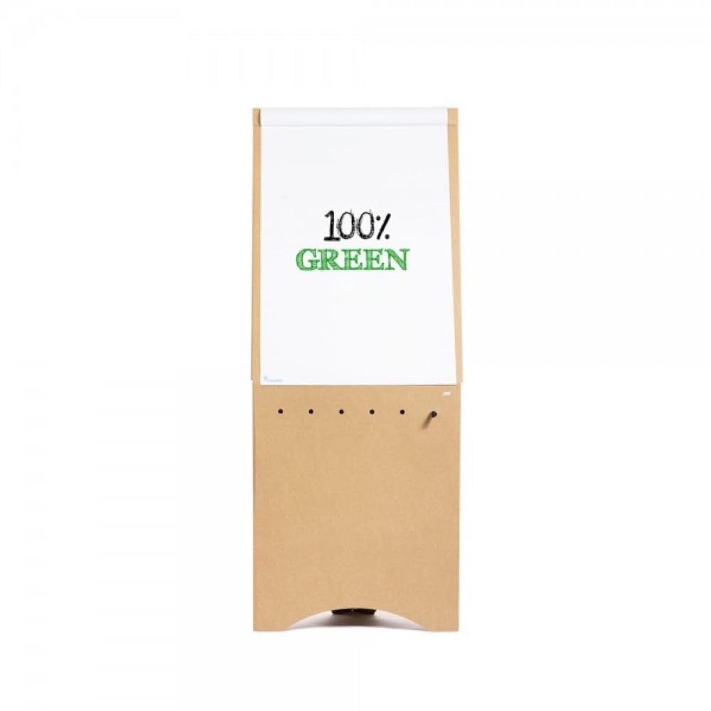 Rocada | Pizarra Plegable para Rotafolios, Cartón 100% Reciclado, Ligera y Portátil, Fácil Montaje, Incluye Bloque de Papel y Rotulador, Ideal para Presentaciones, Medidas 70x178x43cm, Color Marrón