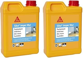 SIKA - Resine pour traitement des murs humides - Sika Imper Mur - Anti-salpêtre, anti-moisissures, anti-humidité pour mur intérieur - Multi-supports - Séchage rapide - 2L (Lot de 2)