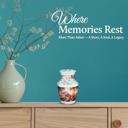 Image of Bike Urn - Cremation Urn - 3 Inch - Pack of 2 - Decorative Urns for Mom & Dad - Human Remain - Unique Urns for Ashes