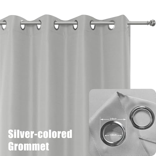 BONZER Waterproof Outdoor Curtains for Patio Porch Pergola Cabana Thick Privacy Extra Wide Grommet Indoor Curtains for Bedroom Living Room, 1 Panel, 150W x 95L inch, Silver by BONZER - Image 2