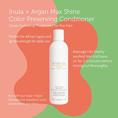 E.fek.tiv Beauty Inula Plus Argan Max Shine Color Preserving Conditioner - Intense Nourishment For Soft, Silky Hair - Protects, Enhances Color - Specially Sourced Ingredients - Clean Beauty - 8 Oz #TOP2