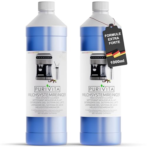 Purivita - PURIVITA® Nettoyant Universel pour Système de Lait pour Machines à Café [2X1L] - Universel Coffee Machine Milk Cleaner - Nettoyage Machine a Cafe Buse pour le Lait - Détergent pour Krups & Melitta