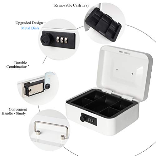 image for Jssmst Cash Box with Combination Lock – Durable Metal Cash Box with 