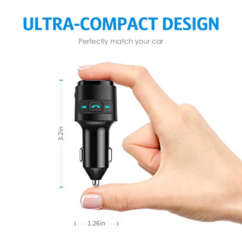 Upgraded Criacr V5.0 Bluetooth Fm Transmitter For Car, Qc3.0 Charge & 7 Rgb Color Led Backlit Wireless Fm Radio Car Adapter, Support Siri Google Assitant, U Disk, Sd Card, Hands-Free Calls Kit #TOP5