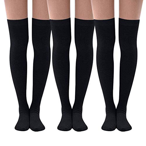 Preisvergleich Produktbild HOT!Somerl kuschelsocken strümpfe Lang gestreifte, oberschenkelhohe BaumwollSocks über dem Kniestiefel(Black,Free)