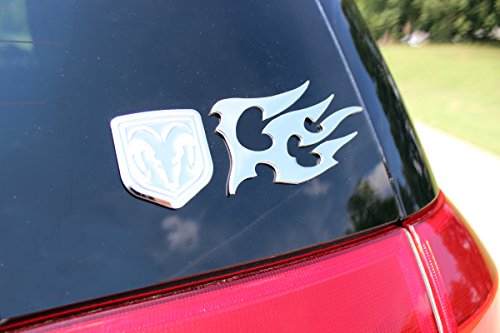 Chroma Graphics 1204 Emblemz Silver 5.35" X 1.98" Dodge Ram With Blades Logo Stainless Steel Decal #TOP4