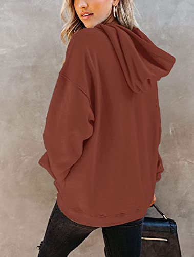 Yuccalley Women's Long Sleeve Fashion Pocket Hoodies Casual Pullover Tops (As1, Alpha, X_L, Regular, Regular, Brown) #TOP1