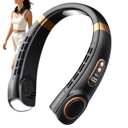 Generico Sac à bandoulière portable - Silencieux rechargeable à 5 vitesses, appareil de refroidissement avec écran LED à 7 couleurs, mains libres pour le...