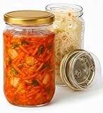 myFERMENTS Kimchi Behälter – 2L großes Fermentierglas für Kombucha, Kimchi, Kefir – Einmachgläser mit Schraubdeckel, weite Öffnung zum Einlegen, Fermentieren – Luftdichte Deckel – 2er Set