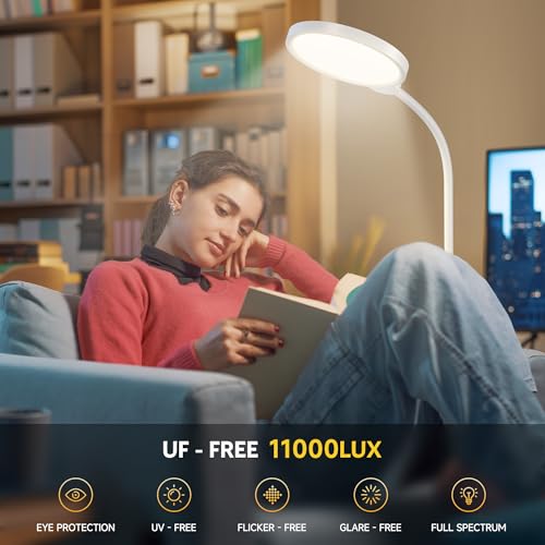 Happy Light Therapy Lamp, 11000 Lux UV-Free Floor Sun Light Lamp with Touch Remote Control, 5 Color Temperatures 10 Brightness Levels Lights for Living Room Bedroom Office - Image 4