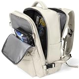 Mochila De Viagem Grande, Impermeável, Com Porta Usb, Multifuncional Antifurto, Compartimento Para Sapatos, Bolso Para Viagem, Mochila Para Notebook, Feminina E Masculina (BEGE)