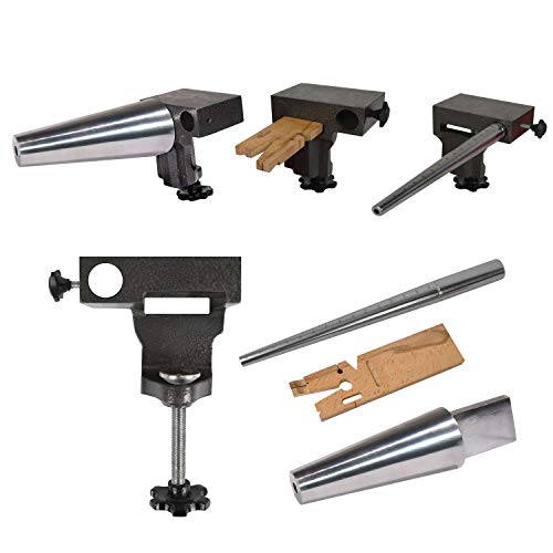 PMC Supplies LLC 4-Piece Bench Anvil Combination V Slot Bench Pin Ring Round Bracelet Mandrel Vise Jewelry Making Metal Forming Kit