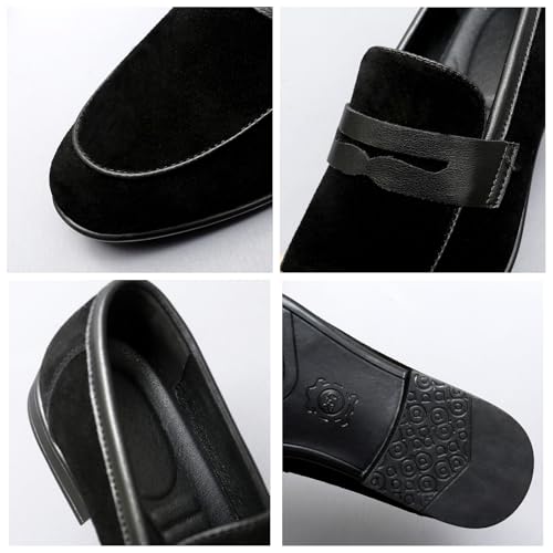 Men's Genuine Suede Penny Loafers Slip-On Dress Shoes Lightweight Comfortable Breathable Non-Slip Formal Tuxedo Suit Shoes for Walking Wedding Business Casual Office Date Night Party2