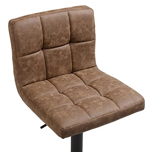 Finnhomy Bar Stools Set Of 2 Counter Height, Swivel Barstools With Footrest And L Shape Thicken Cushion Back, Height Adjustable Modern Bar Chairs, Vintage Leather, Retro Brown #TOP5