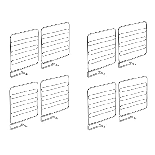 mDesign Versatile Metal Wire Closet Shelf Divider and Separator for Storage and Organization in Bedroom, Bathroom, Kitchen and Office Shelves - Easy Install - 8 Pack - Chrome