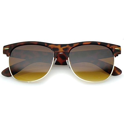 zeroUV Classic Rubber Finish Half Frame Square Lens Horn Rimmed Sunglasses 55mm