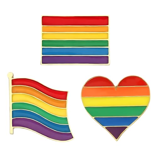 Image of LGBTQ Pins, Heart Rainbow Lapel Pin Brooch Badge for Pride Month Gay, Lesbian, Bi, Trans, Non Flag, LGBTQ+ Accessories for Clothes, Bags and Hats