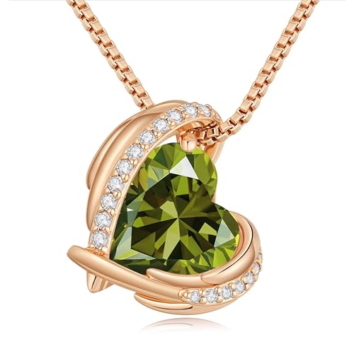 Collar mujer collar corazón de oro rosa joyas mujer, día de la madre, ella, esposa novia regalo mujer cumpleaños aniversario, collar de mujer regalos de San Valentín joyas, Caucho, Cristal