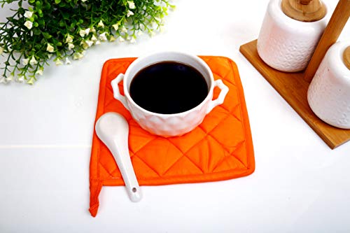 Pot Holders For Kitchen 9" X 9" Inches Pot Holder Heat Resistant Pot Holder 100% Cotton Orange Color Set Of 10 #TOP1