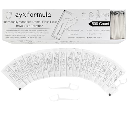 500 Count Individually Wrapped Dental Floss Picks – Travel-Friendly, Single Use, Hygienic, Perfect for On-The-Go, Office, Wedding and Guest Amenitie
