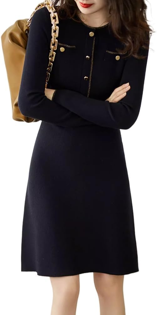 LIXINGHEITANG Cashmere Knitted Dress Women's Slim Sweater