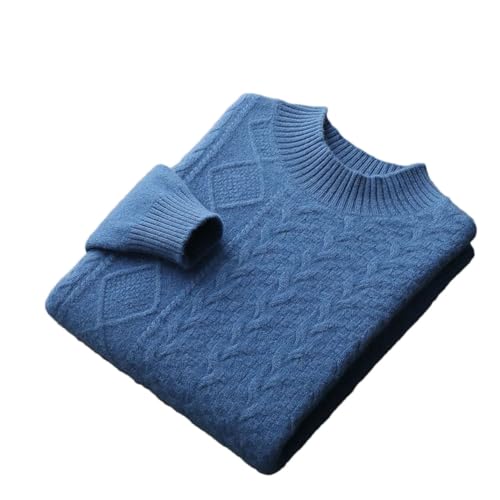 Rfmfkkg Men's Solid Woolen Sweater High Round Neck Thick Pullover Business Casual Knitting Bottom