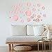 AIMUNOK 66Pcs Rose Pink Circle Mirror Stickers - Polka Dot Funky Aesthetic Self-Adhesive Wall Decals for Bedroom, Living Room, Kitchen & Hallway, Easter Removable Teen Girls Decor