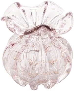 WOLFF - Vaso de Vidro Italy Rosa Claro e Dourado 10cm x 11cm-Enxo...