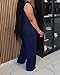 Women's Plus Size 2 Piece Pants Outfits Sleeveless Vest Wide Leg Pantsuit 2026 Dressy Casual Work Sets Navy Blue 3X