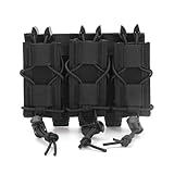 Triple Mag Pouch, Tactical Pouch Glock Magazine Holder 9mm, Open-Top Handgun Ammo Holder, Universial Mag Pouch,3 Magazine Holster (Black)