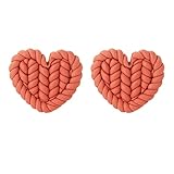 PWUEITR Clay Dangle Earrings Handmade Braided Rattan Earrings Round Square Heart Earrings Vintage Dr