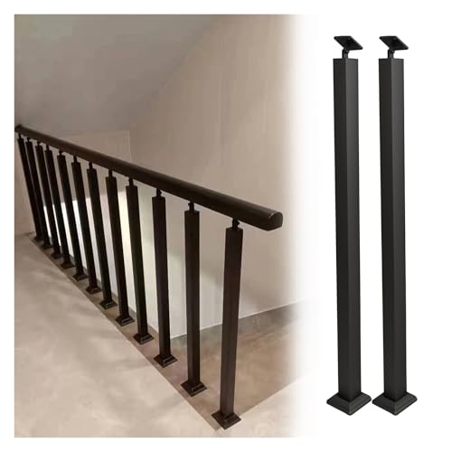 Image of Black Metal er PostsAdjustable 270° Square Railing Spindles for Porch Balcony Loft Outdoor Columns (Pack of 2 23.6in/60cm Height)