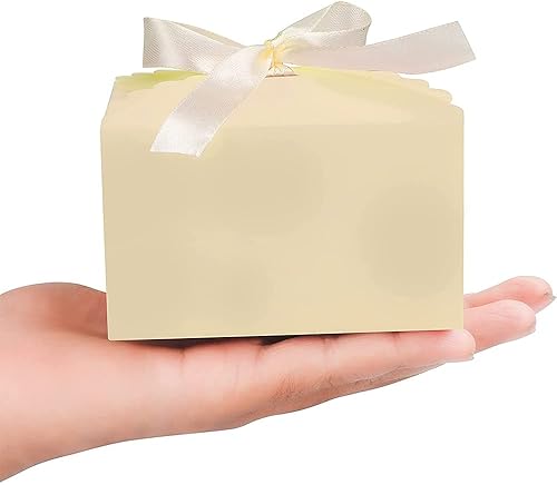 Miniatura 2 de YMULAS 30 cajas de dulces para fiestas, cajas de papel kraft para regalo de boda, baby shower, cumpleaños, pequeñas cajas de regalo amarillas con