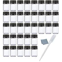 Elfenstall- 50pcs 2ml Empty Mini Clear Glass Bottles Container Jars Small Samples Vial with Orifice Reducer and Black Caps for Essential Oil Perfume DIY Sample Liquid