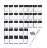 Elfenstall- 50pcs 2ml Empty Mini Clear Glass Bottles Container Jars Small Samples Vial with Orifice Reducer and Black Caps for Essential Oil Perfume DIY Sample Liquid