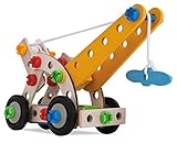 baufix holzspielzeug test Vierfacher Spielspaß – egal ob Kranwagen, Flugzeug, Hubschrauber oder Trike, mit Anleitung und ein paar Handgriffen lassen sich aus dem Constructor Set vier tolle Modellvarianten bauen