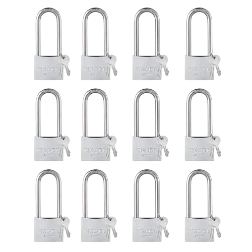 FIGODE® Lock, Marine Grade Rustproof Padlock with Stainless Steel Shackle and Chrome Plated Solid Brass Body, Outdoor Padlock Weatherproof, 12 Locks with Same Key, 2.3 in.Long Shackle