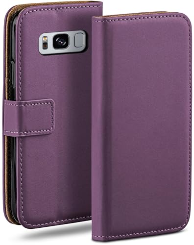 moex Book Hülle für Samsung Galaxy S8 Plus Handyhülle mit Kartenfach, Hülle klappbar 360 Grad Schutzhülle, Klapphülle Flip Hülle Cover, PU Leder Handytasche Lederhülle, Lila