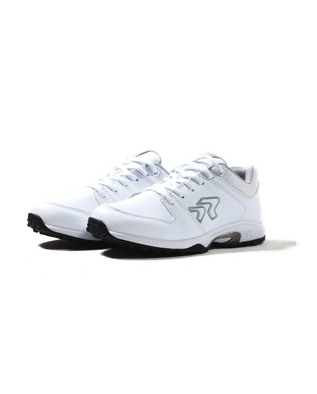 Ringor Flite Softball Turf Shoes - Lightweight and Durable Softball Shoes for Women - White and Silver - Size 8