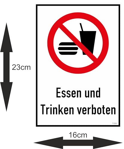 Daged Essen und Trinken verboten Aufkleber 23x16 cm Hinweiszeichen Sticker T-255
