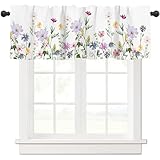 Nextchange Wildflowers Curtain Valance Spring Watercolor Flower Floral Print Valance Kitchen Curtains with Rod Pocket Plants Window Treatment Short Curtain Panels for Bedroom Living Room 54' X 18'