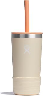 Hydro Flask Kids 12 Oz Tumbler with Lid and Straw for School - Insulated Stainless Steel in Coconut Cream