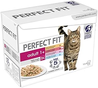 Perfect Fit Wet Cat Food Pouches - Advanced nutrition for adult cats 1+, mixed selection in sauce, Pack of 4 (4 x 12 Pouches x 85 g)