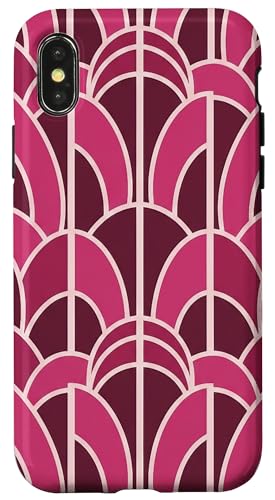 Art Deco Geometric Pattern Pink Magenta Maroon Style �X�}�z�P�[�X iPhone X/XS �p