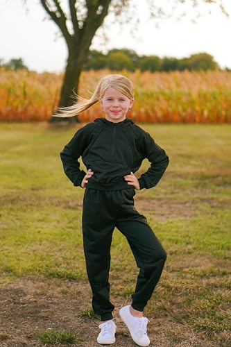 Image of fioukiay Girls Outfits 2 Piece Half Zipper Hoodies Sweatsuits Long Sleeve Athletic Sweatshirts and Sweatpants with Pockets